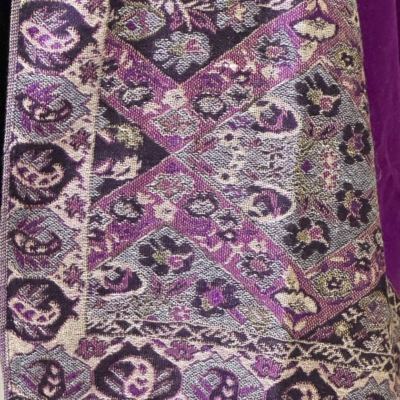 Unbranded Scarf Womens Long Rectangle Purple Floral Classic Boho Woven Fringe - Picture 7 of 12